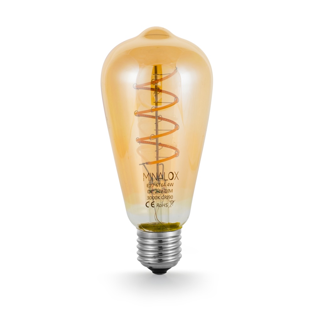 MINALOX LED BULB ST64 E27 3,6W 24V WARM WHITE FILAMENT SMOKY GOLD