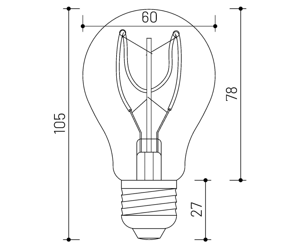 MINALOX_stmievatelna_LED_ziarovka_E27_A60FSG_2W_360D_zlata_DC24V_smarthome_rozmery