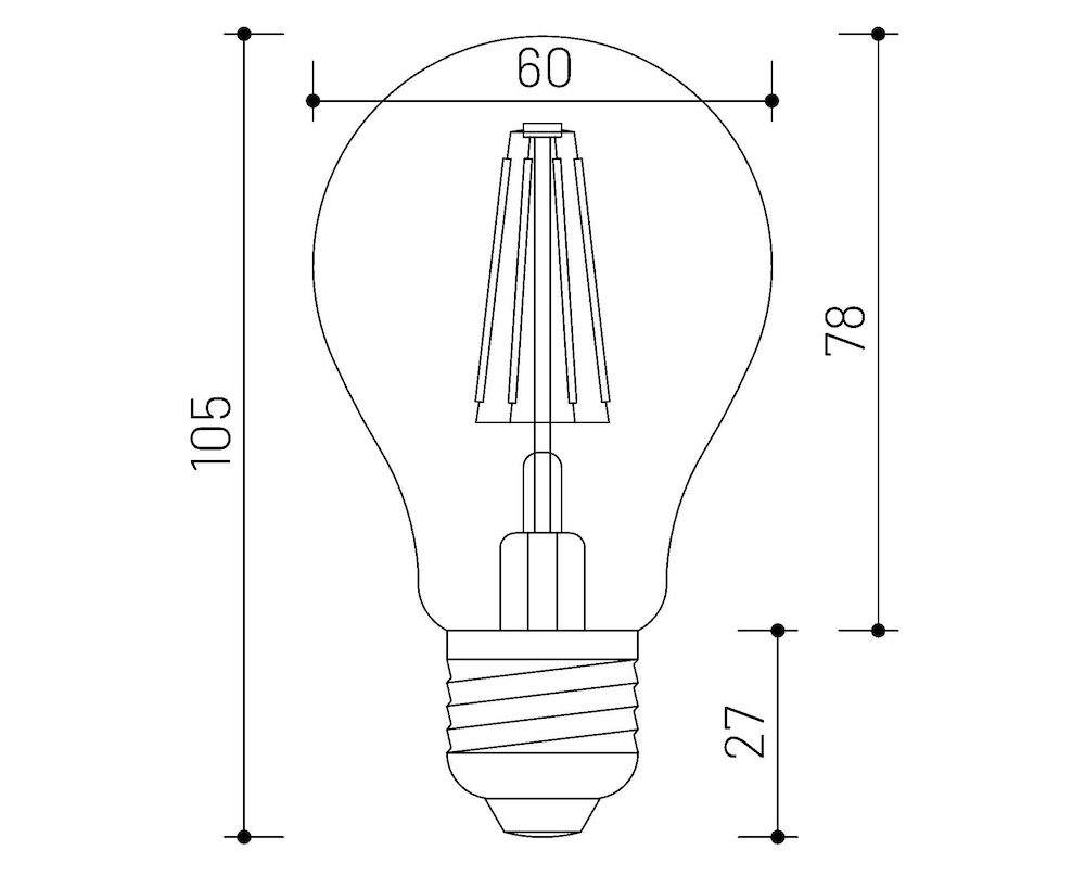MINALOX_stmievatelna_LED_ziarovka_E27_A60F_2W_360D_cira_DC24V_smarthome_rozmery