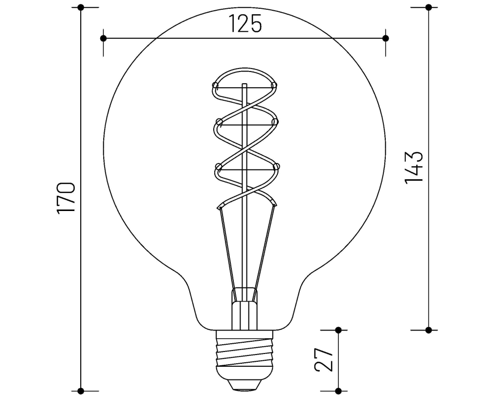 MINALOX_stmievatelna_LED_ziarovka_E27_G125_4W_360D_zlata_DC24V_smarthome_rozmery
