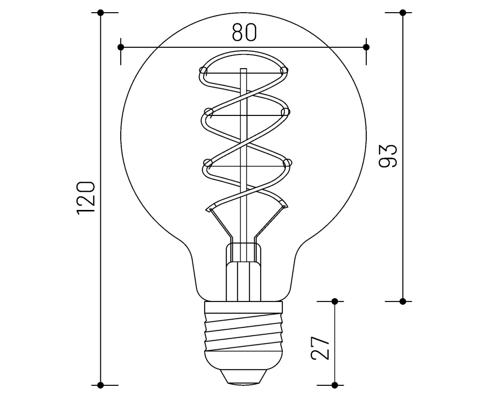 MINALOX_stmievatelna_LED_ziarovka_E27_G80_4W_360D_zlata_DC24V_smarthome_rozmery