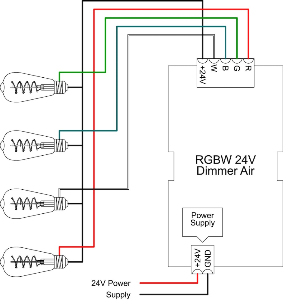 MINALOX_stmievatelna_LED_ziarovka_E27_ST64_2W_360D_zlata_DC24V_smarthome_zapojenie