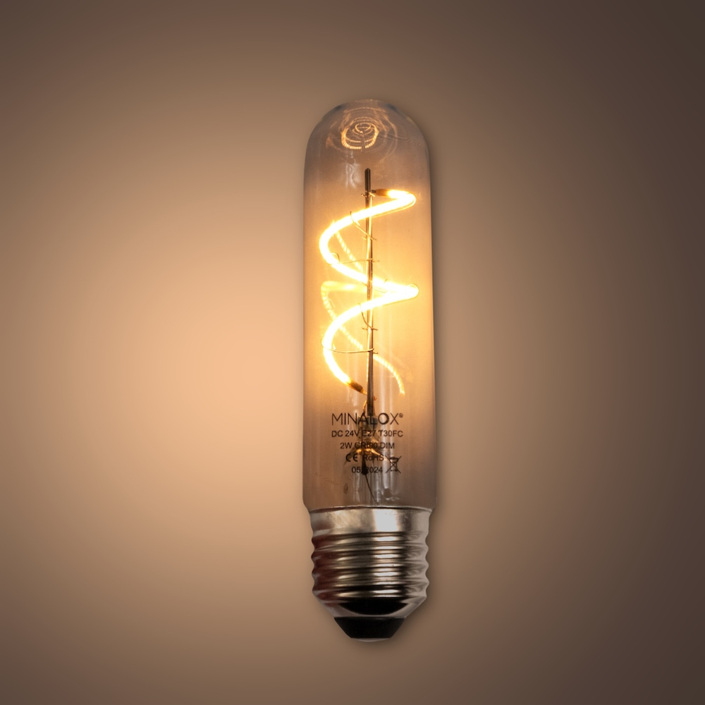 MINALOX_stmievatelna_LED_ziarovka_E27_T30_2W_360D_cira_DC24V_smarthome_rozsvietena