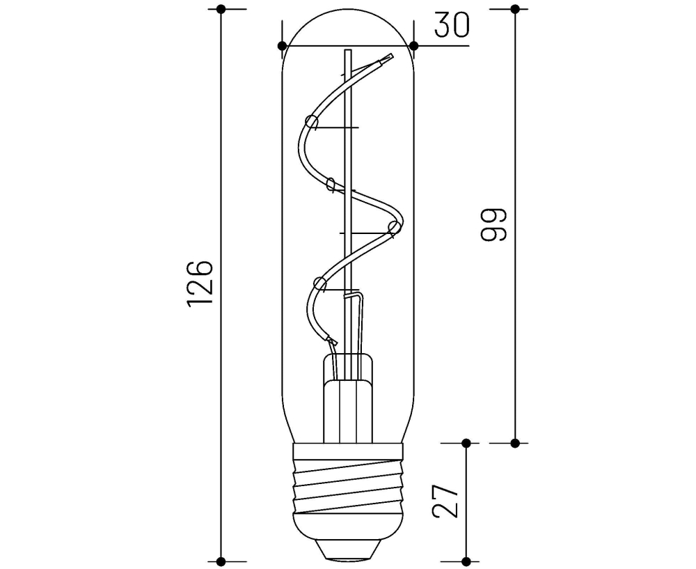 MINALOX_stmievatelna_LED_ziarovka_E27_T30_2W_360D_zlata_DC24V_smarthome_rozmery