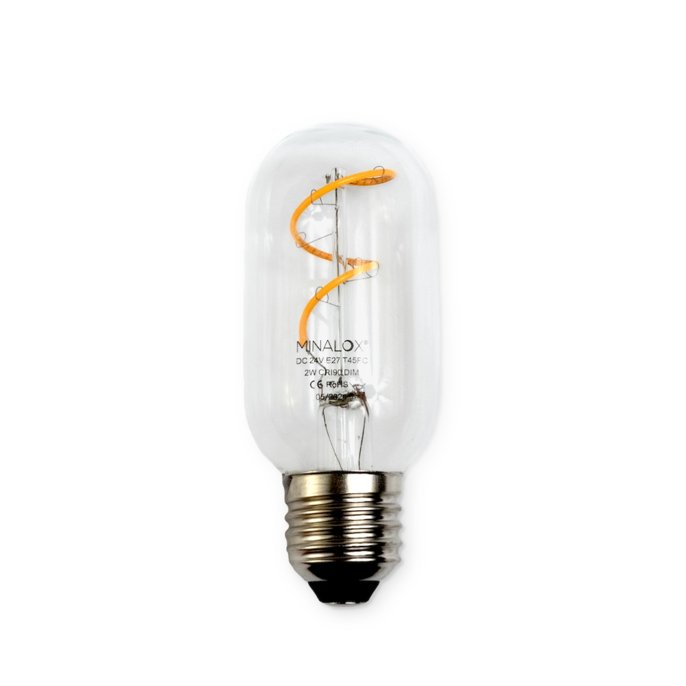 MINALOX LED BULB T45 E27 2W 24V WARM WHITE CLEAR
