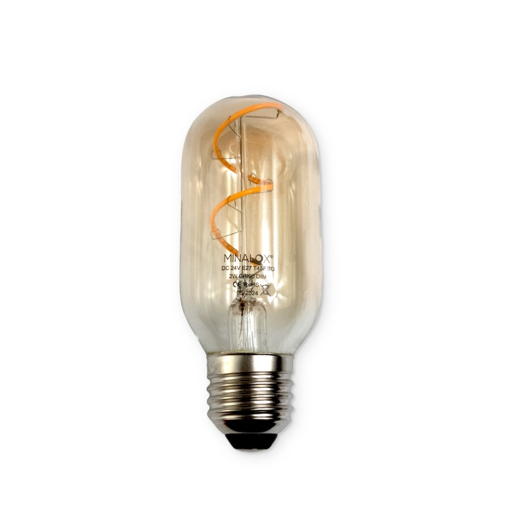 MINALOX LED BULB T45 E27 2W 24V WARM WHITE FILAMENT SMOKY GOLD