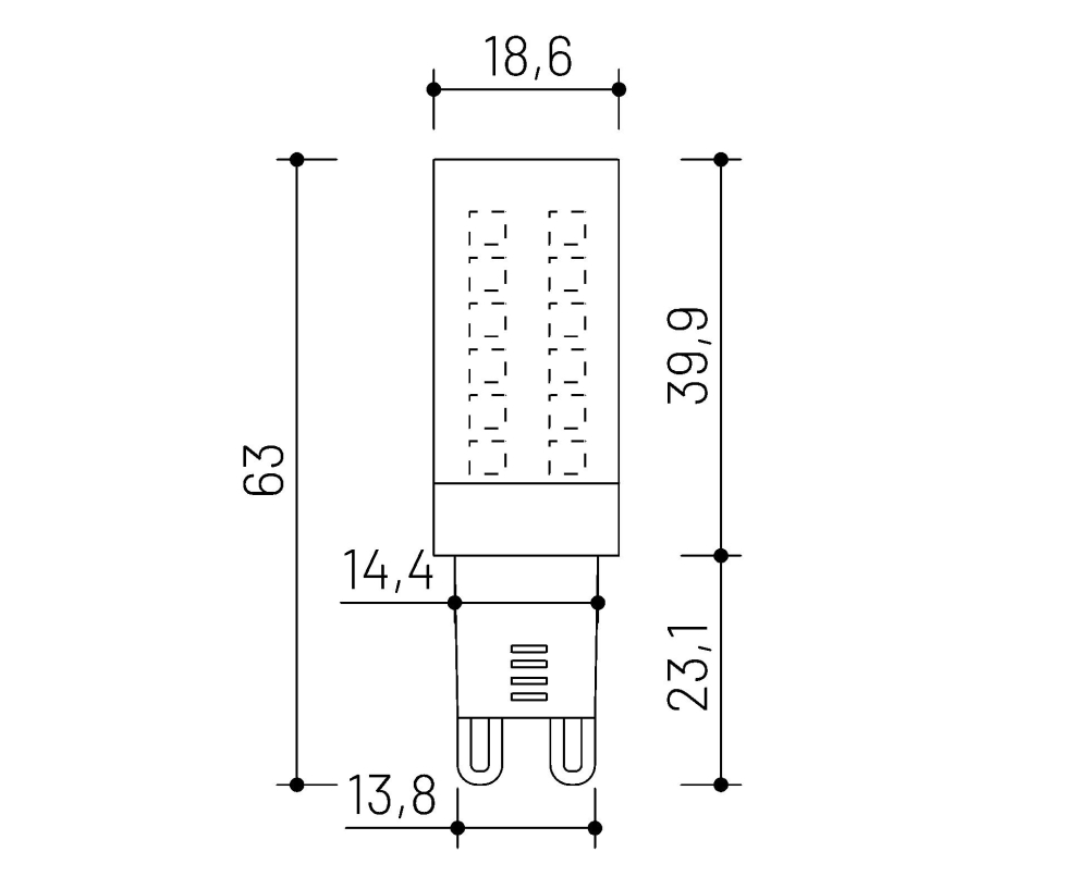 MINALOX_stmievatelna_LED_ziarovka_G9_3W_3000K_360D_DC24V_smarthome_rozmery