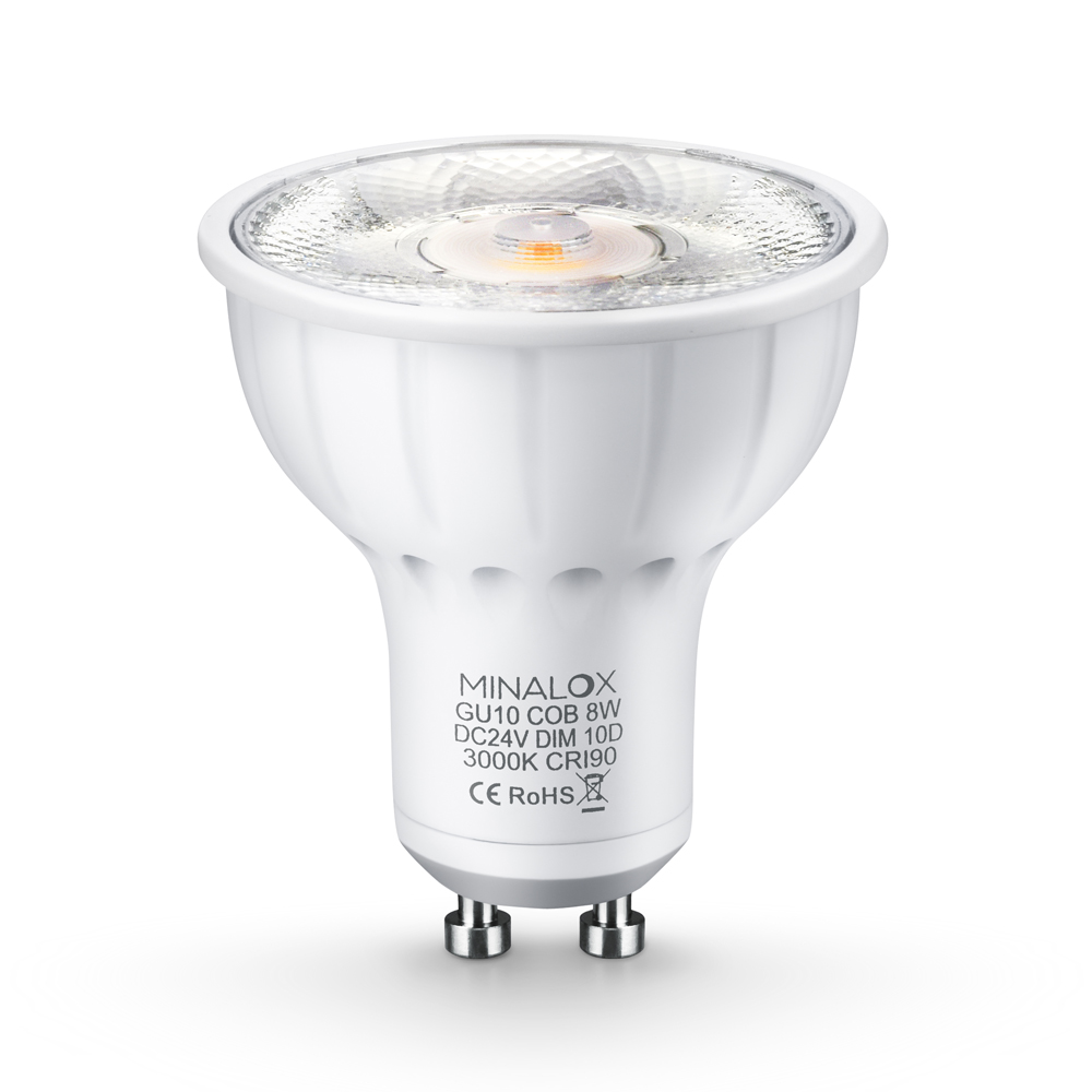 MINALOX LED BULB GU10 8W 24V 10D 3000K WHITE