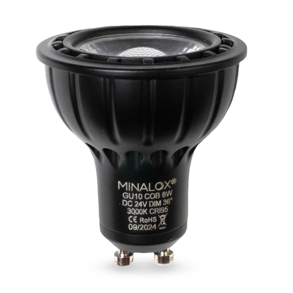 MINALOX LED BULB GU10 8W 24V 36D 3000K BLACK