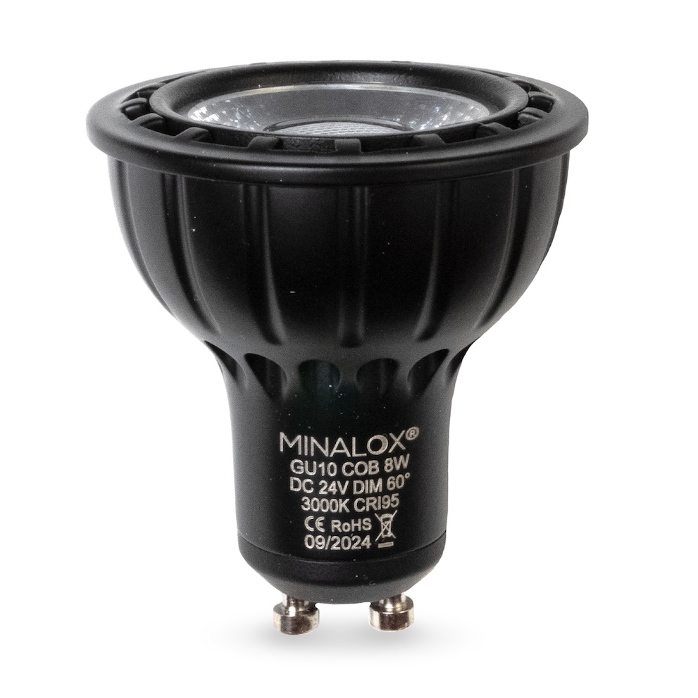 MINALOX LED BULB GU10 8W 24V 60D 3000K BLACK