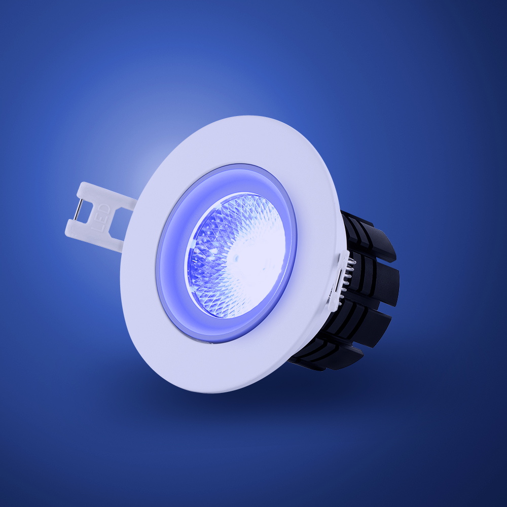 MINALOX_stmievatelne_LED_bodove_svietidlo_D85_8W_RGBW_2700K_38D_biela_DC24V_smarthome_modr