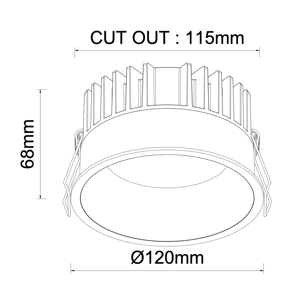MINALOX RECESSED DOWNLIGHT D12068 UGR DUALWHITE 14W 24V 1800K 4500K WHITE
