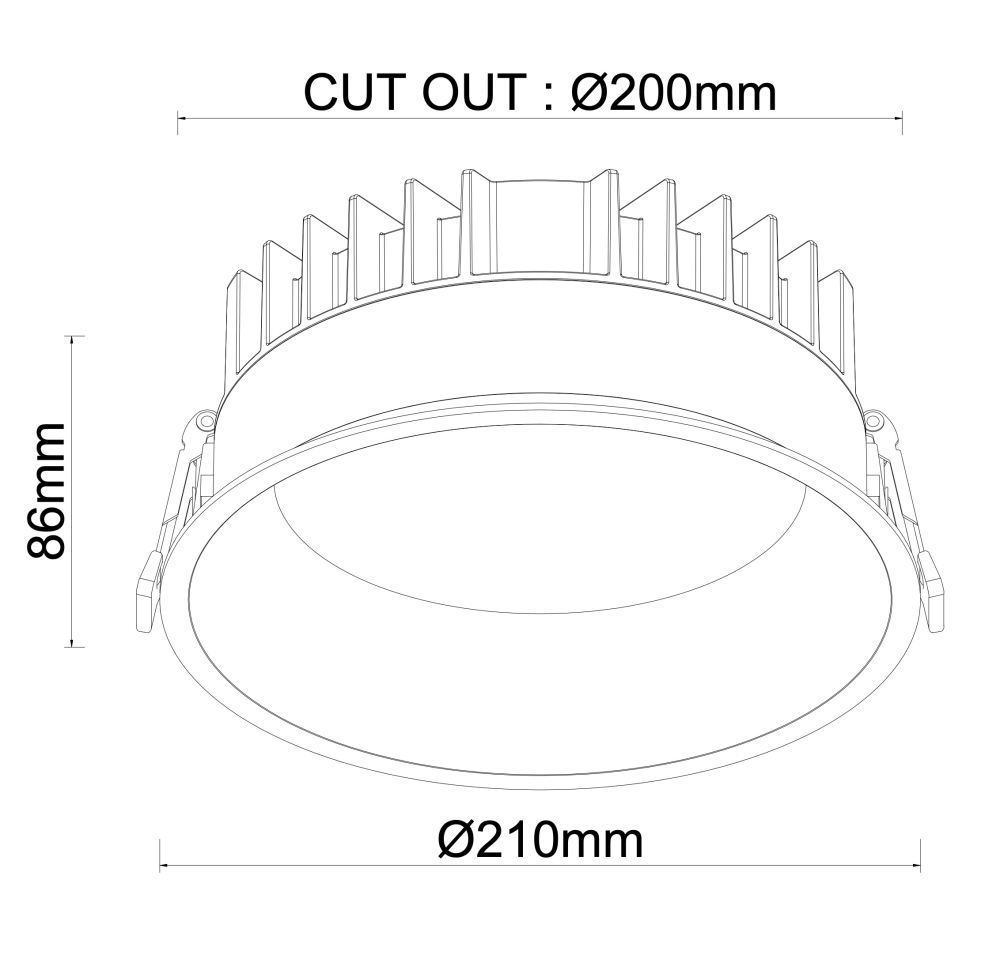 MINALOX RECESSED DOWNLIGHT D21086 UGR DUALWHITE 30W 24V 1800K 4500K BLACK