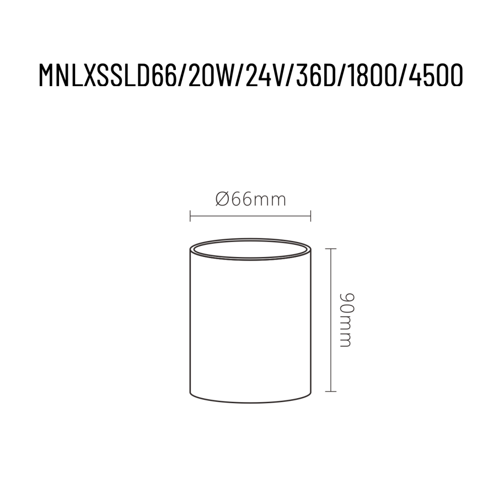 MINALOX_stmievatelne_svietidlo_SSLD66_20W_1800K_4500K_36D_cierne_DC24V_smarthome_rozmery