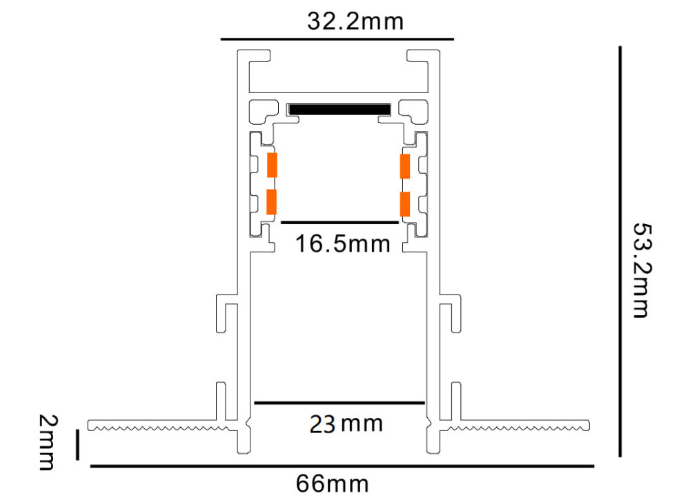 MINALOX MAGNETIC TRACK SYSTEM RMT420/WH DC24V TRIMLESS RECESSED OUTSIDE VERSION